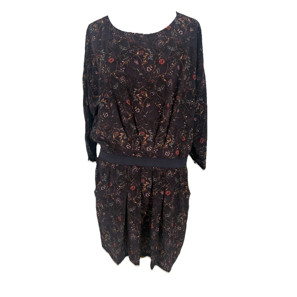 Peruvian Connection Womens Silk Mini Dress 12 Floral Lightweight Pockets Boho